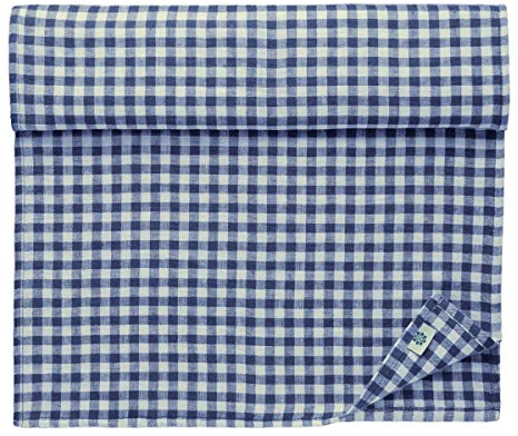 Linen & Cotton Tischläufer Stoff Tischdekoration Tischwäsche Estella - 100% Leinen, Weiß Weiss Blau (40 x 180 cm) Kariert Läufer Tisch Esstisch für Küche Haus Landhaus Festival Event Frühling Ostern