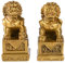 Brabud ZD099 Fengshui ZD099 Fengshui-Statuen, Messing, Schutzlöwe, zum Einzug, Glückwunsch zur Abwehr böser Energie, 1 Paar, goldfarben
