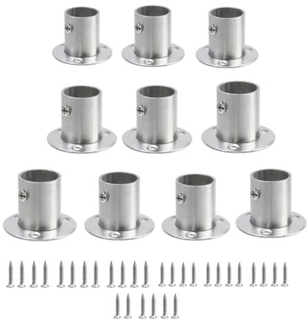 Geesatis 10 Stück Flanschhalter für Rohrstangenhalter Schrank-Deckenmontage, Edelstahl, mit Schrauben, Rohre passen Durchmesser 2,5 cm