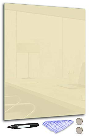 DekoGlas Magnettafel 'Beige' aus Glas 50x70cm, Memoboard inkl. Stift, Tuch & Magnet, Metall-Pinnwand für Küche & Büro