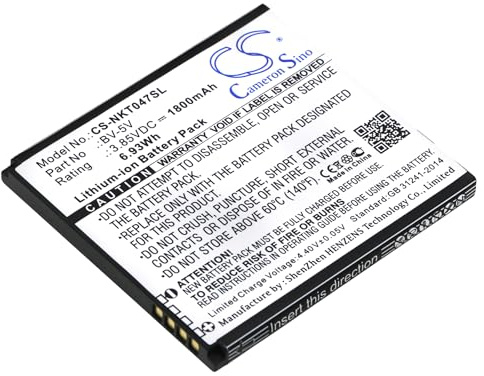 TECHTEK Battery 1800mAh compatible with 1, TA-1047 replaces BV-5V