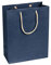 Papiertragetasche Dunkelblau, 22 x 29 x 10 cm, mit Baumwollhenkel Papiertasche, Geschenktüte Kraftpapier - 12 Stück/Pack