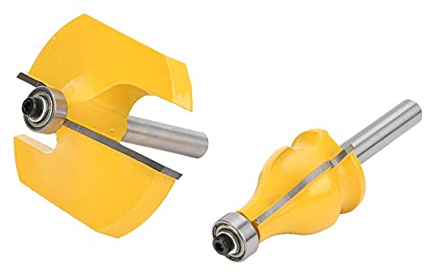 2 Stücke Verleimfräser, 8mm Schaft Oberfräser Handlauf Tischkante Fräser Kit Holzbearbeitung Fräser mit Lager