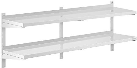 Royal Catering RCWR-1600.4 Wandbord 2 Ablagen 40 x 160 cm Edelstahl Regal Edelstahlregal Wandbord 2 Ablagen 160 cm breit 40 cm tief 3,5 cm hoch