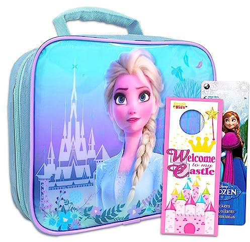 Die Eiskönigin Lunchtaschen-Set – Paket mit einer Elsa-Lunchbox, Aufklebern und mehr | Disney Frozen Schulbedarf-Set für Kinder