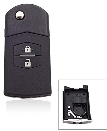 Klappbare Klapp Autoschlüsselschale Fit für Mazda 2 3 5 6 RX8 MX5 2Tasten | Uncut Blade Key Ersatzetui Schlüsselanhänger Zubehör (2B)