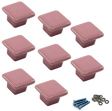 Zerniple Pomos de cerámica rosa para puerta de armario para habitación infantil (8 piezas)