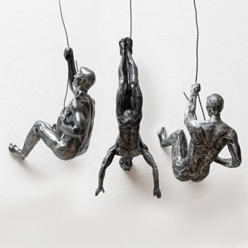 Gute Wandkunst, 3 Stück, Klettermännchen, Wandkunst, Dekoration, Skulptur (Set von 3) – perfektes Heimdekor-Geschenk, Klettermann, Wandkunst, Skulptur, Dekoration, Statue, Figur, Zuhause &