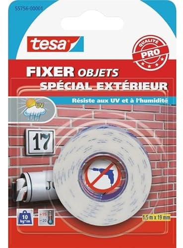 TESA Fixer Objets Double Face spécial extérieur 15m x 19mm