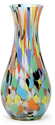 Cá d'Oro Farbige Glasvase, Konfetti-Effekt, mundgeblasenes Kunstglas im Murano-Stil, für Blumen, Raumdekoration und Tafelaufsatz, Modell Nr. 83
