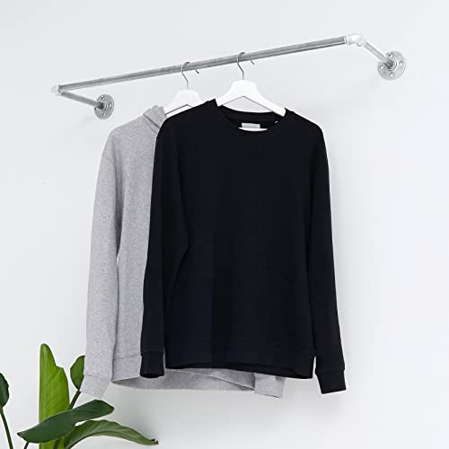 Kleiderstange Wandmontage silber - Garderobenstange div. Größen z.B. 120 x 28 cm - Garderobe Industrial handgefertigt - Jackenhalter Wand Metallstange Made in Germany - Kleiderstange Teleskop U-Form