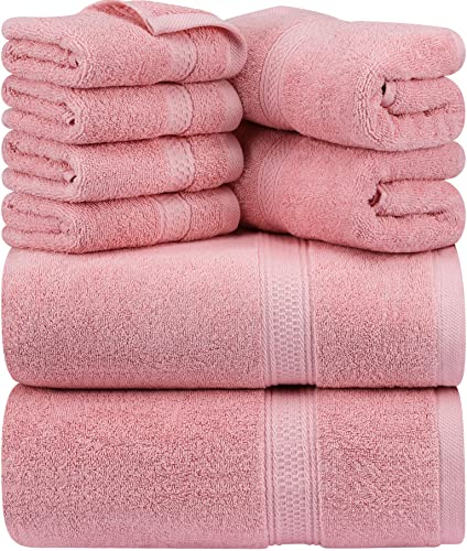 Utopia Towels 8-teiliges Premium-Handtuch-Set, 2 Badetücher, 2 Handtücher und 4 Waschlappen, 600 g/m², 100% ringgesponnene Baumwolle, Fitnessstudio, Hotel und Spa (Altrosa)