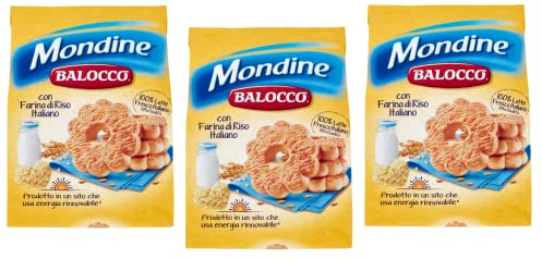 3x Balocco Mondine con Farina di Riso e Latte Fresco Italiano Kekse mit Reismehl und Frischer italienischer Milch Biscuits 700g