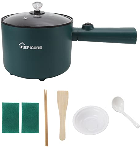 Tnfeeon Olla eléCtrica para Cocinar Al, 1,8 L, Multifuncional, Antiadherente, para Dormitorio, Oficina, PortáTil, para Cocinar Ramen, Apta para Fideos, Bistec, Cocina, Huevos, Saltear, FreíR, Pasta,