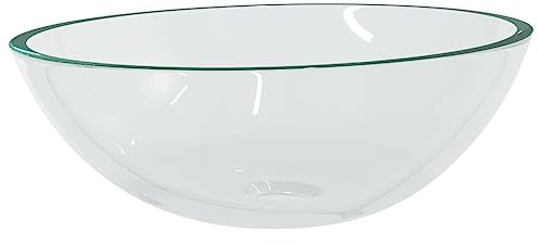 vidaXL Basin Glass 50x37x14 cm - Transparent and Durable Glass Wash Basin for Bathroom, Washroom, Cosmetic Room - Easy to Clean, Above-counter Installation