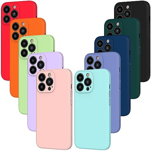 ivoler 10 Stück Silikon Hülle Kompatibel für iPhone 15 Pro 6.1 Zoll mit Kameraschutz, Ultra Dünne Leichte Weiche Stoßfest Schutzhülle Flexible TPU Matte Handyhülle Kratzfest Case Cover - 10 Farben