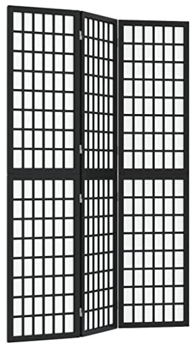 vidaXL Paravent 3 TLG., Raumteiler für Schutz der Privatsphäre, Klappbare Trennwand, Raumtrenner Sichtschutz, Japanischer Stil, Faltbar Schwarz