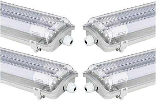 LumenTEC G13 LED Feuchtraumleuchte IP65, 2x T8, 36W 3600LM 120cm, Wannenleuchte, Leuchtstofflampe, Warmweiß 3000K, 4x WW