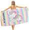 FEELJAM Strandtuch 80 x 160cm M?dchen Einhorn Badetuch Strandlaken Handtuch Damen Strandhandtuch Kinder Schwimmen Duschtuch - Mehrfarbig gestreift