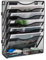 TQVAI 7-Tier Wall Hanging File Organiser Mesh A4 Paper Organiser Magazine Holder Wall Mounted Storage Organizer, Black