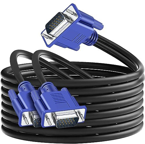 SAISN VGA Splitter Cable for 2 Monitors - 3-in-1 Dual Monitor Y Adapter Video Cord - 1080P Male to 2 Male Cable - Screen Duplication for Projectors, HDTVs, Displays - 2M