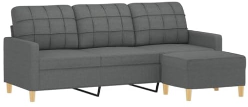 vidaXL Sofa 3 Sitzer, Couch mit Fußhocker, Liegesofa für Wohnzimmer, Polstersofa Sessel Relaxsofa Loungesofa Relaxcouch TV Sofa, Dunkelgrau Stoff