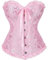 LSFYSZD Women's Lace Up Boned Overbust Corset Bustier Lingerie Bodyshaper Top Plus Size (Light Pink, S)