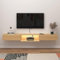 Pmnianhua Floating TV Stand with LED Lights, Wall Mounted TV Cabinet with Glass Door and 2 Drawers, Wooden Entertainment Media Console Center Large Storage Shelf Under TV (180cm, Oak)