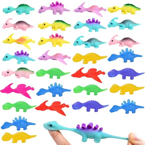 LOKBY 30 Stück Schleuder Dinosaurier Spielzeug Drachekind Lustige Fliegende Schleuder-Dinosaurier-Finger Spielzeug Party Spielzeug für Kinder Schleuder Dinosaurier Fingerspiel Zufällige Farbe