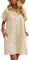 Zeagoo Womens Linen Dress Ladies Casual Short Sleeve V-Neck Summer Beach Dresses for Women Khaki XXL