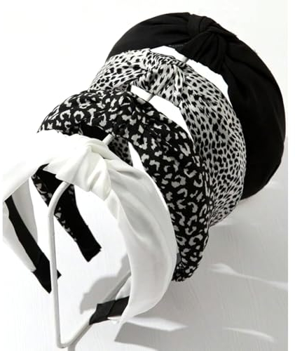 Nayyana 4 Stück Stirnbänder, rutschfest, modisch, Stirnbänder für Haare, süßes Haarband für Damenhaare, breiter Knoten, Leopardenmuster Haarreifen, Haar-Accessoires für Frauen