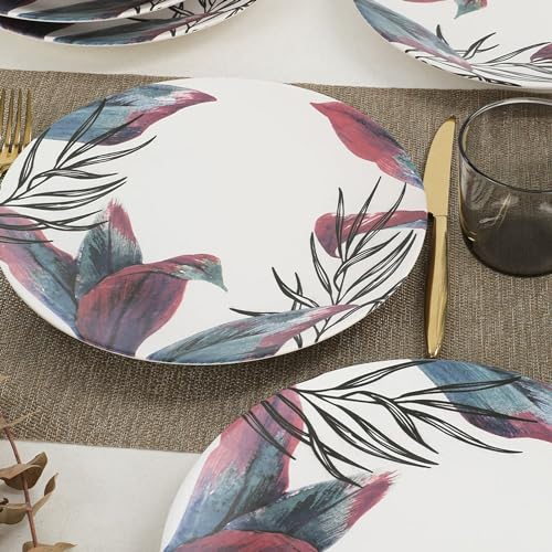 WELL HOME MOBILIARIO & DECORACIÓN Service Juego de Platos(6 Piezas) cerámica con flores moradas y azules