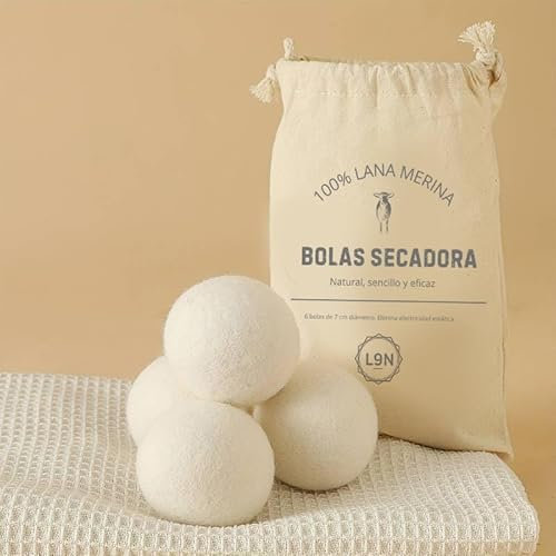Palline per asciugatrice, 6 palline di essiccazione e olio essenziale di gelsomino. 100% lana di pecora, riducono il tempo di asciugatura, sono riutilizzabili e servono come ammorbidente naturale,