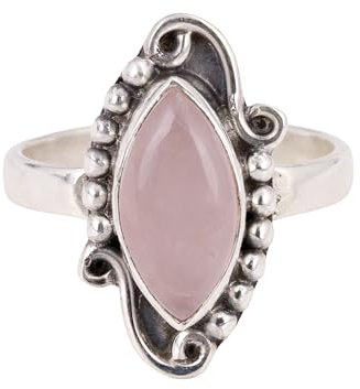 Rosenquarz Ring 925 Sterling Silber Ringe für Frauen handgefertigt Edelstein Ring (7)