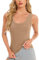 Atxnn Damen Sport Tank Top mit Integriertem BH 2 in 1 Tanktops Gerippt Yoga Shirt U-Ausschnitt Unterhemden Gym Fitness Workout Oberteile, Khaki M