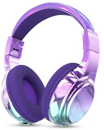 JYPS Kids Headphones Wireless,Metallic Childrens Bluetooth Headphones with Mic,Wireless & Wired Kids Headphones Over Ear for Teenage Girls,Toddler Headphone for iPad/Fire Tablet/School