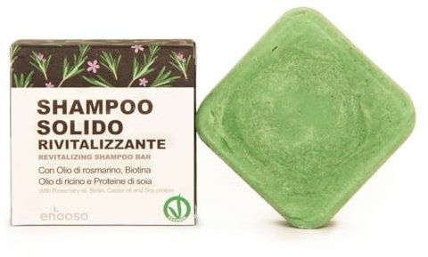 Enooso - Solides Bio-Shampoo gegen Haarausfall, stärkt mit Rosmarinöl, verdünnt mit reinigendem Rizinusöl, Shampoo für fettiges Haar, 100 % natürliches und veganes festes Shampoo