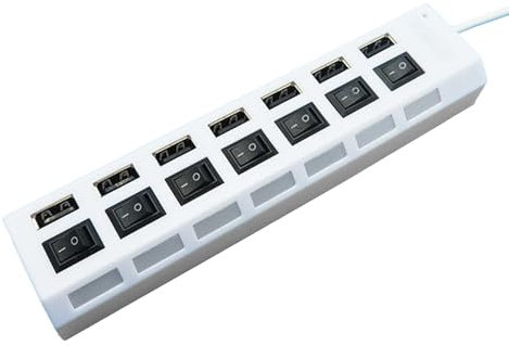 Tyenaza USB Splitter Expander, USB 2.0 Hub Port Splitter USB Port Expander for Laptop, PC, Camera, Flash Drive, Keyborad, Mouse (7-Port White)
