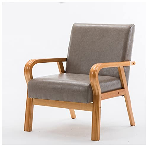 Mid-Century Retro-Leder-Stuhl, bequem, gepolstert, Loungesessel mit Armlehnen, für Schlafzimmer, Wohnzimmer, Empfang oder Schlafsäle, einzelner Lesestuhl für Erwachsene, stilvoller Rückenlehne (Stil