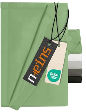 npluseins Bettlaken ohne Spanngummi - Ultrasoft und superweich - Betttuch für Bett Wohnmobil Camping Decke Reisedecke Ultraleicht – Laken 1628.2375, 150 x 250 cm, Salbei