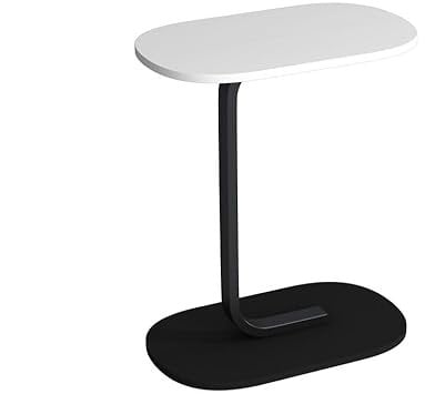 URBNLIVING C Shaped Oval Side End Wood & Metal Table for Bedside, Couch, Sofa, Perfect for Living Room, Bedroom, Office - Compact Multi-Functional Design