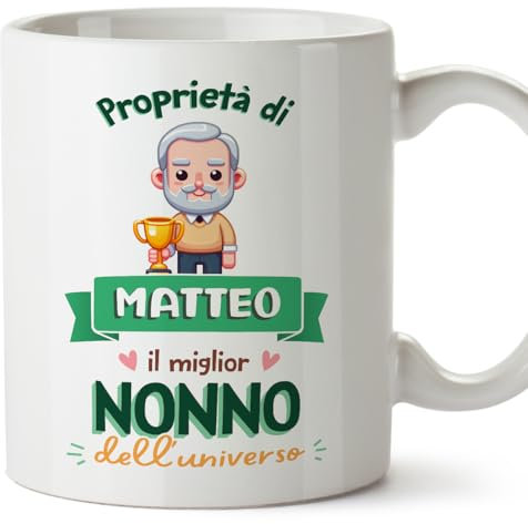 Mugffins Tazza Personalizzata in ceramica per NONNO 11 oz / 350 ml - In italiano - Proprietà di - Idea regalo per compleanno, anniversario, natale