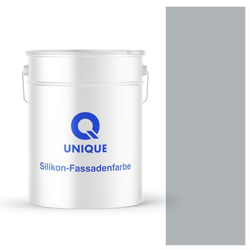 Q UNIQUE Fassadenfarbe Hellgrau-blau 10L – Silikonharz-Außenfarbe, Wetterfest, Selbstreinigend, Hohe Deckkraft, UV-Beständig, Für WDVS, Beton & Mineralische Untergründe