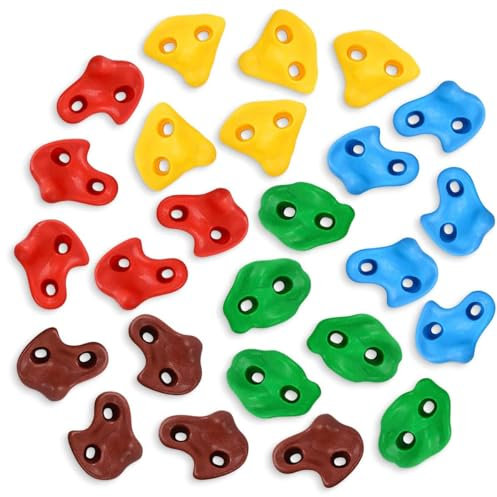 TOPNEW 25 Stück Klettergriffe Kinder Outdoor Klettersteine Kinder Outdoor Kletterwand Outdoor Kinder Kletterwand Griffe Kommt mit Befestigungsmaterial für Spielturm und Kletterwand Kinderzimmer