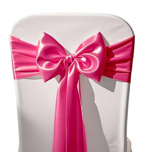 WENSINL Lot de 50 nœuds en satin pour chaise - 17,8 x 274,3 cm - Pour fête de mariage, anniversaire, cérémonie, décoration de Noël - Rose vif