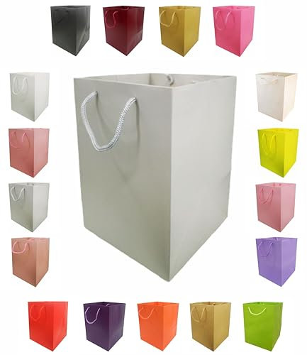 Glossy Vibrant Flower Gift Bag, Bouquet Vase | Valentines | Anniversary | Love | Transportation Display (1, Silver)