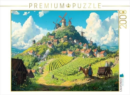 CALVENDO Puzzle Das Tal der Winde - Anime Landschaft | 2000 Teile Lege-Größe 90 x 67 cm Foto-Puzzle für glückliche Stunden