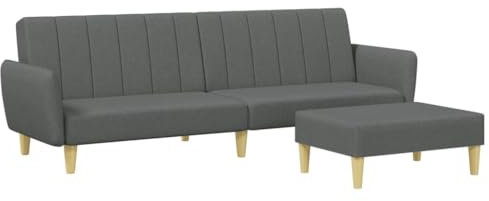 SXJEQOC Campingsofa Big Sofa Gartensofa Sitzecke Wohnzimmer - Schlafsofa 2-Sitzer mit Fußhocker Dunkelgrau Stoff für Schlafzimmer Esszimmer Wohnzimmer Balkon