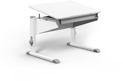 Moll Bandit (CP) | Kinderschreibtisch höhenverstellbar | mitwachsend, ergonomisch & neigbar für aufrechtes Sitzen | ideal für Schulkinder | Schreibtisch weiß optional mit Schublade | Made in Germany