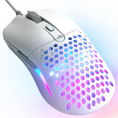 Glorious Model O Eternal - Souris RGB ultralégère Filaire - Poids Plume 55 g - Éclairage RGB Changeable - 6 Boutons programmables - Design symétrique - Capteur Optique 12K DPI - PC/Mac - Blanc